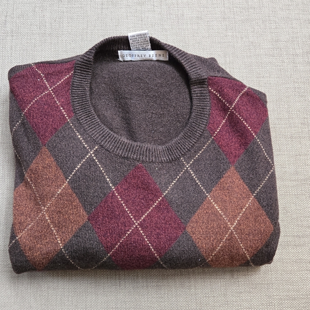 Geoffrey Beene Men's Argyle Sweater – XL, Acrylic Knit, NWOT